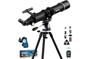 MATALDE 90mm Aperture Telescope 800mm Focal Length Refractor for Beginners & Advanced Users, Professional Astronomy Telescope with 32X-240X Magnification, 3X Barlow Lens & Phone Adapter