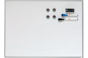 Nobo Pizarra Magnética Pequeña de Pared, Marco de Aluminio, Borrado en Seco, Para Casa y Oficina, Incluye Rotuladores, Imanes, Almohadillas de Montaje y Borrador, 585 x 430 mm, A2, Blanco, 1903777