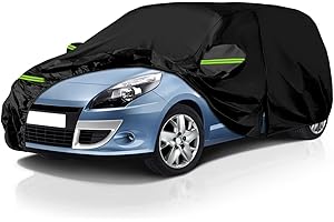 Opaltool Bâche Voiture Exterieur Compatible avec 2003-2022 Renault Scénic, Housse de Protection Voiture Extérieure avec Fermeture à Glissière, Serrure et Bandes Coupe-Vent