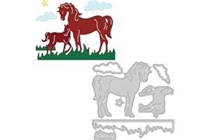 GLOBLELAND Fustelle Animali Metallo Taglio Muore Cavallo Taglio Muore Stencil Modello Fustelle in Metallo per Stencil in Metallo per Carta Scrapbooking Decor