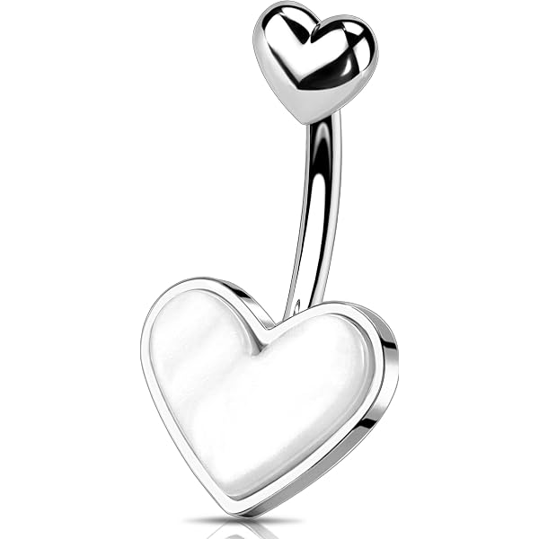 OUFER Piercing Nombril Titane Avec Cœur - Hypoallergénique
