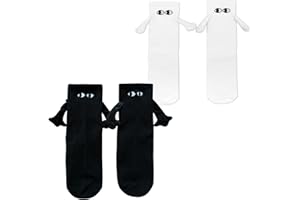 Kobmand 2 Pares Calcetines Magnéticos Divertidos para Parejas con las Manos, Unisex Magnético 3D Manos Hold Calcetines Mediano Tubo Calcetines Par de Cumpleaños Regalos Para Hombres Mujeres