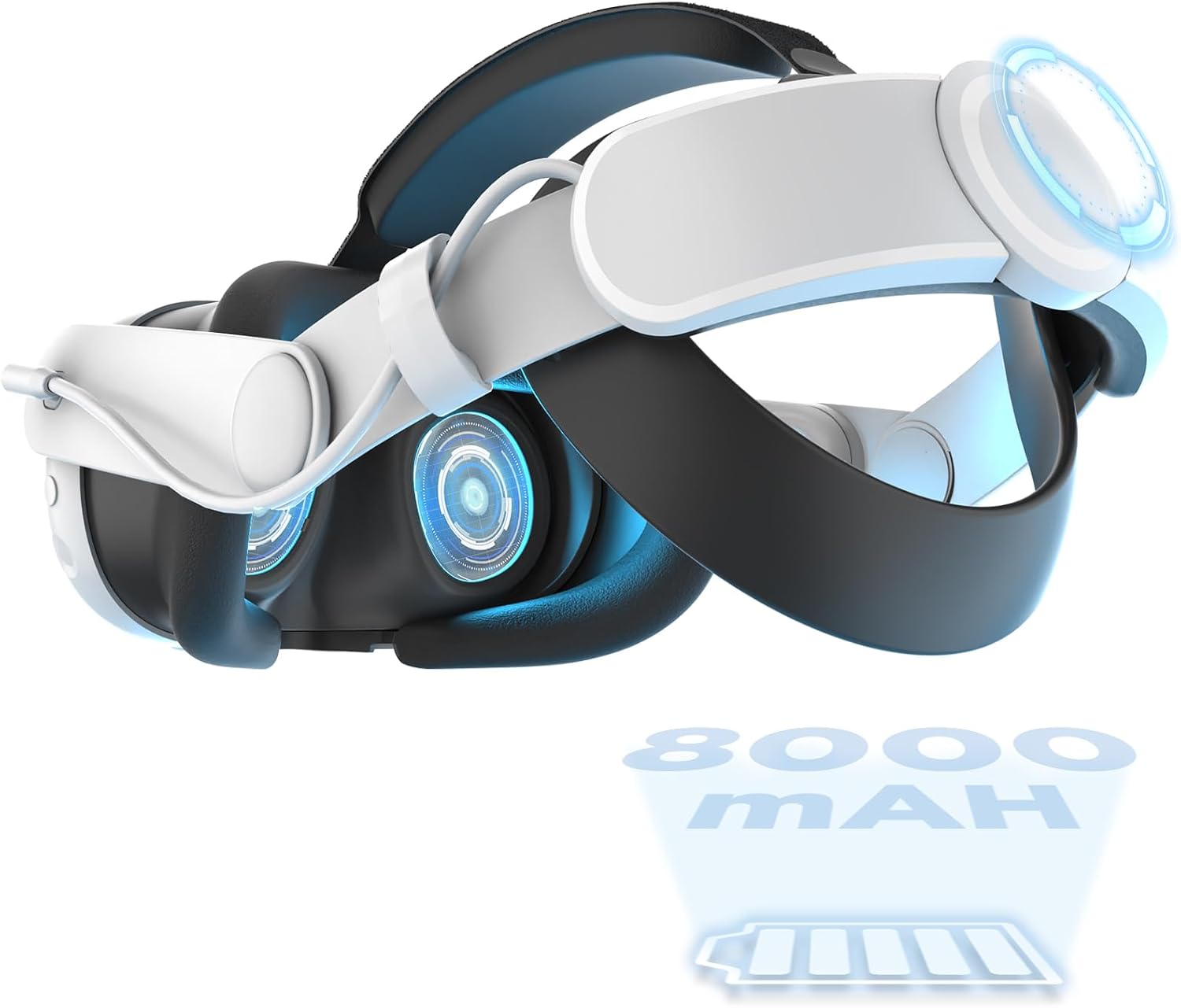 DAYREE Batería Correa para la Cabeza Compatible con Quest 3 Accesorios, Gafas Realidad Virtual, La Vatería de 8000 mAh Garantiza 6 horas Más de Reproducción, Diadema Ajustable para Mayor Comodidad