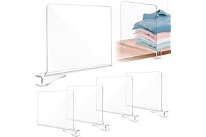 URHELP 4 Stück Transparente Acryl-regaltrenner, Multifunktionaler Regaltrenner Kleiderschrank, 30x20cm Regalteiler, Kleiderschrank Trenner für Schlafzimmer Küche Schränke und Organisation