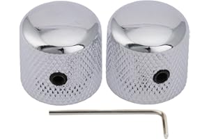 Musiclily Pro 6mm Manopole Cilindriche in Acciaio Dome Knobs con Vite di Fissaggio per Chitarra Elettrica tipo Tele/Precision Bass, Cromato (Set di 2)
