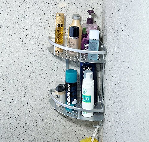 Eckregal für Dusche und Badezimmer, zweistöckig, Aluminiumlegierung, Shampooregal, Duschregal - 8