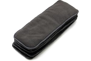 LUKLOY Lot de 6 inserts en microfibre de bambou pour adultes – Couches en tissu pour incontinence, 4 couches, lavables, réutilisables, grands et absorbants