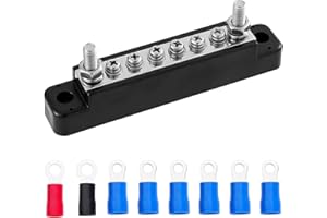 IDONG 12V-48V DC Sammelschiene Verteilerblock，100A Busbar 6 polige Einreihige Sammelschiene -Schraubklemme für Auto RV Boat Yacht (Schwarz)
