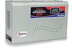 MICROTEK EM4160 Automatic Voltage Digital Display Wall Mounted Stabilizer (160V-285V) for AC Air Conditioner Upto 1.5 Ton (Metallic Grey)