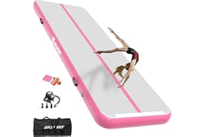 AKSPORT Nadmuchiwana mata gimnastyczna, 3/4/5/6 m, wysokość 10/20 cm, z pompką, do domu, na salę gimnastyczną, na szkolenie, cheerleading
