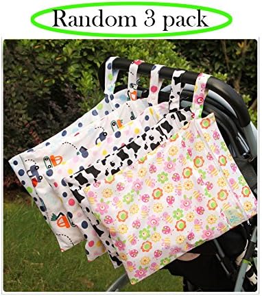 Baby Nappy Changing Bags with Zipper &amp; Snap Fastener, Waterproof Reusable Multifunctional Soft bags for Storing Baby Clothes Mummy Utensils, Diaper, Double Layers--Set of 3