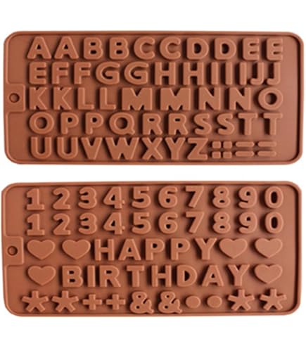 Selecto Bake Stampi in silicone a forma di lettere e numeri, antiaderenti, perfetti per decorare torte, caramelle, cioccolato, feste di compleanno, caramelle gommose