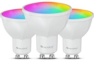 Nanoleaf Matter GU10 Smart LED Bulb - 3 RGBCW Dimmable Spotlights, Screen Mirror, 16 M+ Colours, 400 Lumen, WiFi App/Voice Control (Alexa, Apple, Google), Ideal for Living Room, Bedroom Deco