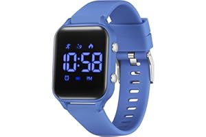 Timever orologio digitale bambina bambini con contapassi,sveglia,cronometro,luce,data-orologio per ragazzi e ragazze senza app e telefono con cinturino in silicone