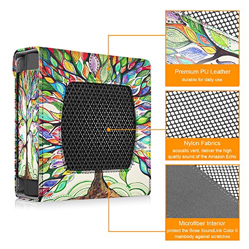 Fintie Bose SoundLink Colour I/II Bluetooth Lautsprecher Hülle Abdeckung – Hochwertiges Kunstleder Schutzhülle Tasche Case mit Abnehmbarem Band für Bose SoundLink Colour I/II Bluetooth Lautsprecher, Liebesbaum - 3