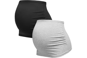 Herzmutter Bauchband Schwangerschaft - 2er-Set - Baumwolle - Umstands-Bauchbänder - Rückenwärmer-Shirtverlängerung - 6000_6100