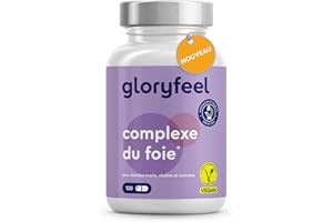 GLORYFEEL Detox Foie - Complexe Détox Intestin & Colon, Puissant Détoxifiant, Enrichi de Spiruline, Chardon Marie, Artichaut et Curcuma, Avec Selenium, Zinc et Choline, 120 Capsules, Sans Additifs, 100% Vegan