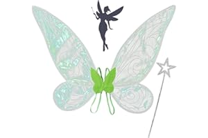 WINNSELL Fairy Wings, Fairy Wings for Adult Women Kids Girls Butterfly Wings Dress Up Fairy Angel Princess Set for Halloween Birthday Christmas Themed Party (Green)