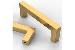 Astrée 10 Pack 96mm Gold Kitchen Handles Cupboard Handles Stainless Steel Kitchen Cupboard Handles Cabinet Handles Gold Handles Cupboard Door Handles Drawer Handles Wardrobe Handles