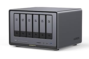 UGREEN NASync DXP6800 Pro, NAS de Escritorio de 6 bahías, CPU Intel i5 1235u de 10 núcleos, 8 GB de RAM DDR5, SSD de 128 GB, 2 Ranuras 10 GbE, 2 Ranuras M.2 NVMe, HDMI 8K, 2 TBT4 (sin Disco)
