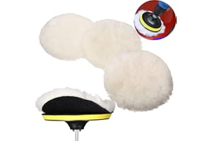 TWSHINY Polishing Buffer Pads,6Inch Car Polishing Bonnets Lambs wool & Terry Valeting Buffer Pads Kits with M16 Drill Adapter Pack Of 5Pcs