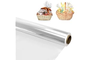 Dafencar Papier Transparent Emballage, 80 cm x 30 m Papier Cadeau Transparent,Papier Transparent Fleuriste,Papier Cristal Transparent pour Fleur, Emballage de Panier Cadeau, Collations de Bonbons.