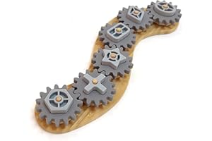 Sensory Junction Spinning Gear Cog Toy for Kids - Montessori Bamboo Base with Removable Cogs and Shapes | Developmental Toy for Motor Skills for Boys & Girls