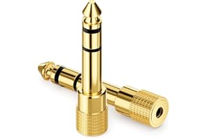 deleyCON Adapter Jack [2 Sztuki] 6,35mm do 3,5mm - Dźwięk Stereo Audio Sprzęgło - Do Słuchawek Gitara Odbiornik HiFi Wzmacniacz Kino Domowe Mikser Klawiatura TRS