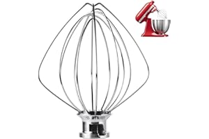 MOLOUDAN Edelstahl-Schneebesen für KitchenAid 4,5 und 5 Quart Mittelgroße Küchenmaschinen mit kippbarem Motorkopf, K45WW 6-Draht Peitsche Aufsatz, Ballon Rührbesen, Zubehör für Kitchen Aid Standmixer