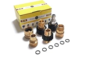 SAND DR BRUSH Set di adattatori per idropulitrice ad alta pressione, in acciaio inox, 6 pezzi, connettori Quick Connect per idropulitrice ad alta pressione, attacco rapido per pistola a spruzzo, Quick Coupler 3/8"