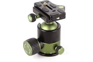 Fotga,Cabezal de bola de trípode para cámara de 20 kg de carga de metal resistente con placa de liberación rápida, soporte de tornillo de 1/4 pulgadas para cámara, soporte de 3/8 pulgadas para trípode