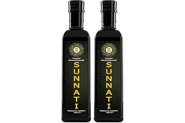 Sunnati® Svart kumminolja ofiltrerad, kallpressad 100 % ren 2 x 1 000 ml (2 liter)