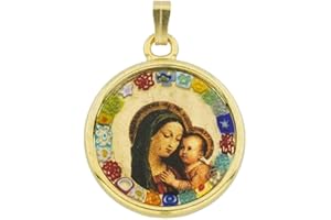GlassOfVenice Pendente Millefiori in Vetro di Murano - Madonna col Bambino