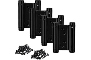 YOUNG WOLF 2 pares de bisagras de puerta de acero inoxidable de doble acción de 7,6 cm, color negro mate, cierre automático, ajuste perfecto, 76 mm