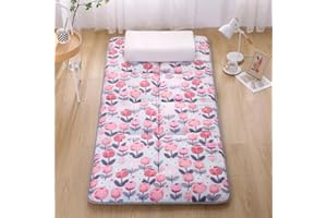 YOUGANG Materasso futon, materasso da pavimento pieghevole, arrotolabile, tatami, singolo, matrimoniale, king size, materasso futon giapponese, con retro antiscivolo (rosa, 70 x 180 cm)