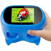 2 in 1 Microscope and Telescope, Temodu Kids Microscope with 2.0'' IPS Screen, Rechargeable Portable Mini Digital Microscopes