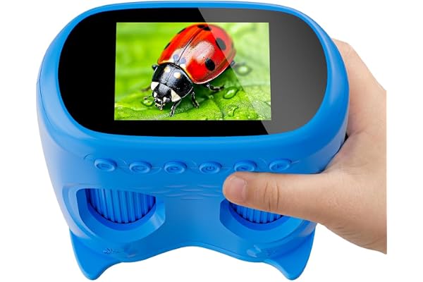 2en1 Microscope Numérique pour Enfants et Jumelles Enfant, Temodu IPS 4K 2.0 Pouces Microscope Enfant, Télescope Rechargeable 8 Lumières LED, Sciences de Plein air pour Les 3 Ans et Plus (Blue)