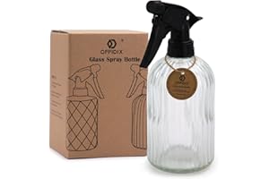 OFFIDIX Glass Spray Bottle, Handheld Pressure Plant Mister 0.4L Water Sprayer Watering Can with Adjustable Nozzle for Garden, Plant, Cleaning (Clear)