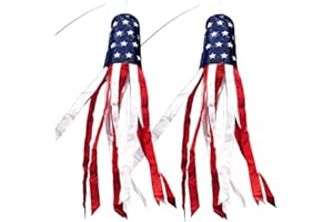 Anley 40 inch American US Flag Windsock, Stars & Stripes USA Patriotic Decorations - Embroidered Stars and Fade Resistant - 3.3 Feet (2 Pack)