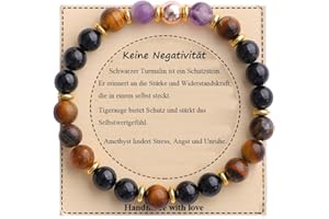 UEUC Heilstein-Perlenarmband für Frauen, Armband mit natürlichen Edelsteinen, Gleichgewichtsschutz, spirituelles Kristallperlenarmband zur Angstlinderung mit Bedeutungskarte