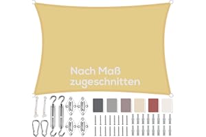 Aiyaoo Sonnensegel 2.5x3m Wasserdicht Rechteckig im Viele Größe und Farben, mit Befestigungs Kit PES Polyester, Sonnenschutz 95% UV Schutz, Reißfest Wetterfest für Terrasse Garten- Beige