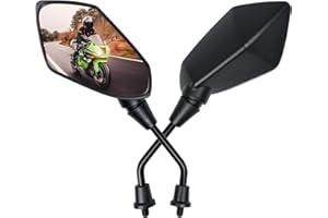 Cretassion Lusterko motocyklowe M10 z gwintem prawym i lewym, 2 sztuki, kompatybilne ze skuterem, skuterem, ATV, motorowerem, rowerem elektrycznym, 2 sztuki