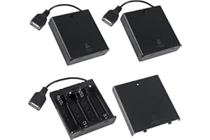 AOICRIE 4 AA Battery Holder USB Switch 6V USB Female Socket 4 x 1.5V AA Battery Case Box Holder On/Off Switch for RC Cars LED Light