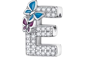 LNQOBU Charme Lettre de L'alphabet Argent Sterling 925 Avec 5A Zircone Femmes Perles Charm Compatible Pour European Bracelet