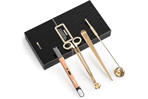 RONXS 4 in 1 Candle Accessory Set with Rechargeable Lighter, Candle Wick Trimmer, Wick Snuffer, Wick Dipper, Candle Care Kit Gift for Candles Lovers on Christmas, Valentine's Day(Champagne)