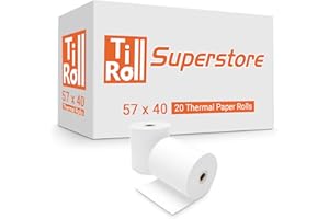 PRIMATEL 57 x 40 Thermal Credit Card Machine Till Roll Receipt Paper 1 Box 20 Rolls 57 x 40 x 12.7mm Core 57x38 Fit Ingenico ICT220