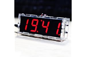 Risegun Set di orologi digitali fai da te con 4 cifre LED elettronici, orologi digitali con display automatico/funzione di allarme/timer (rosso)