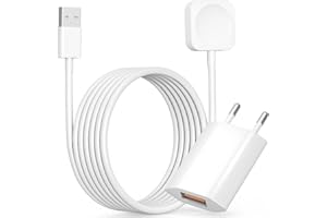 LUOSIKE Cargador y Cable para Apple Watch, 1M USB Reloj Cable Carga Inalámbrico Magnético Carga Rápida con 5W USB A Cargador Enchufe Adaptador para iWatch 10/9/8/7/6/5/4/3/2/SE/Ultra