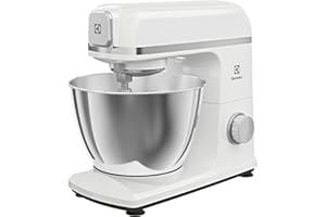Electrolux Impastatrice Planetaria Create 5 E5KM1-4SWB, Potente 1200W, con Frusta e Gancio per impastare, in Alluminio Pressofuso, Ciotola 5L in Acciaio Inox, colore Bianco
