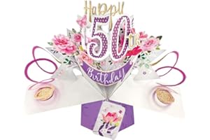 SECOND NATURE POP UPS Kwiaty, 50. urodziny, kartka z życzeniami pop-up, oryginalna kartka z życzeniami Second Nature 3D Pop Up